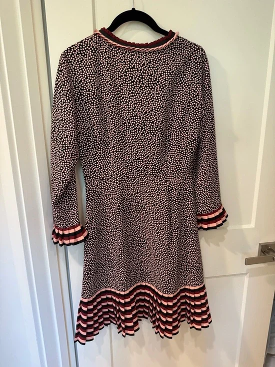 Boden Womens Pink and Black Printed Long-Sleeve Shift Dress - Picture 3 of 3